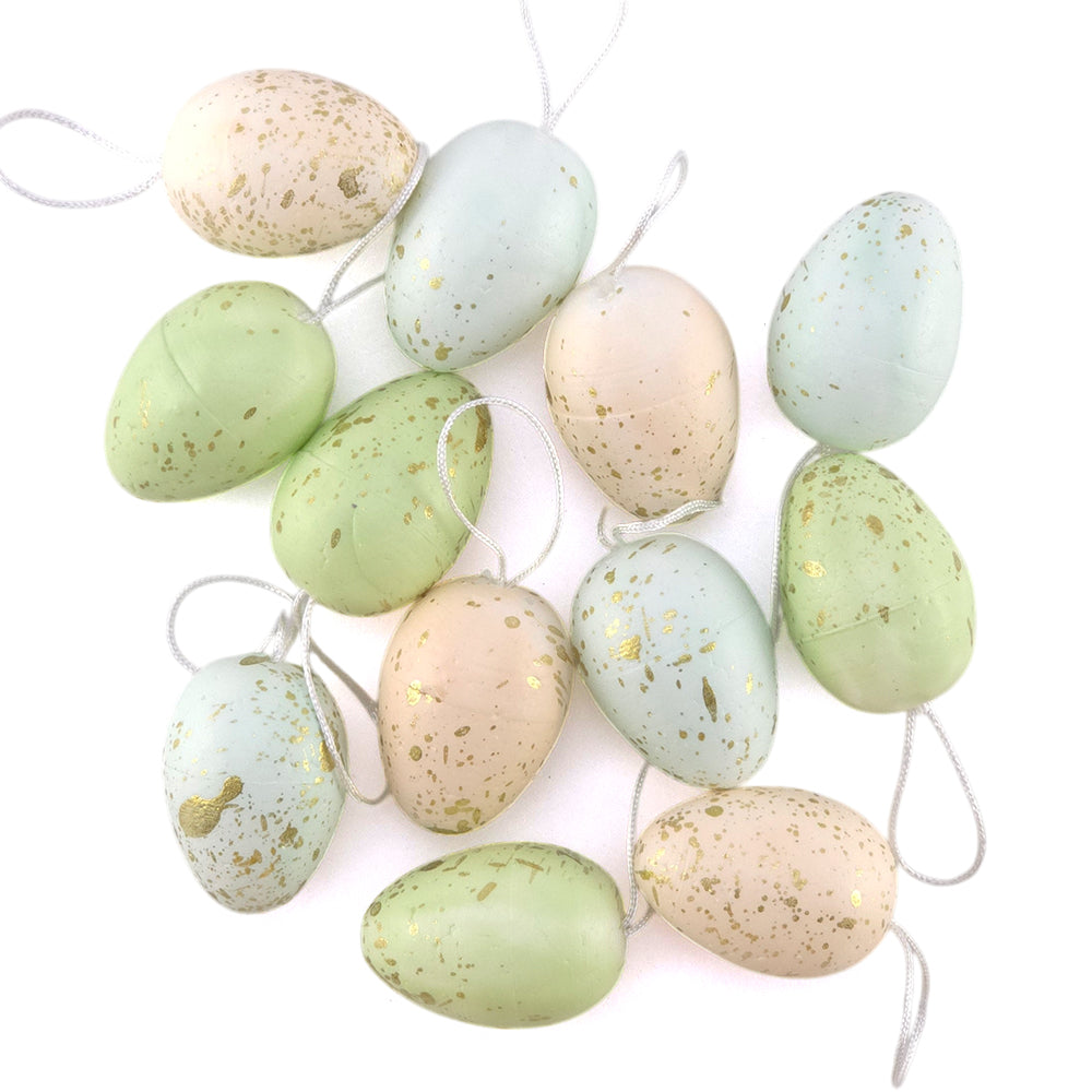 Speckled Eggs | Mini Pastel Hanging Easter Ornaments | 4cm Tall | Set of 12