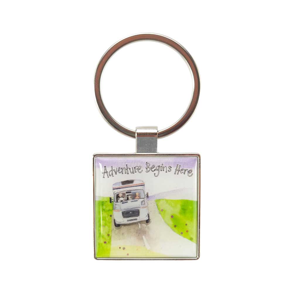 Adventure Begins Here | Motorhome | Metal Keyring | Little Gift | Cracker Filler