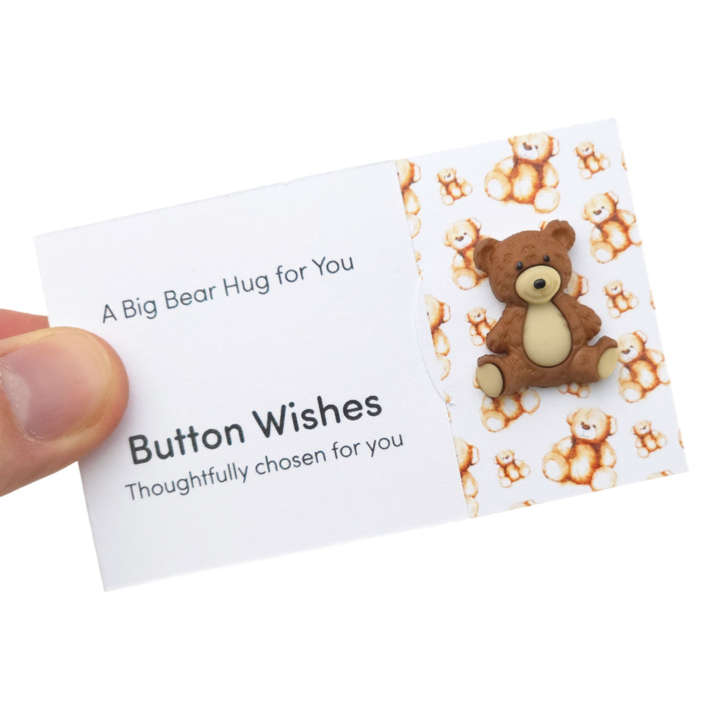 A Big Bear Hug for You | Teddy Bear | Button Wishes Sew On Token | Mini Gift