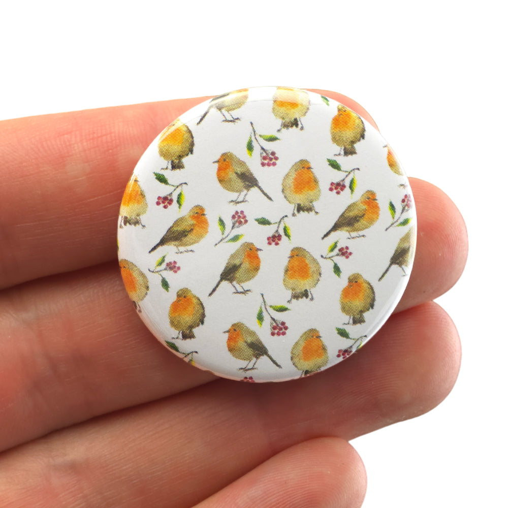 Watercolour Robin | 38mm Button Pin Badge | Little Gift | Cracker Filler