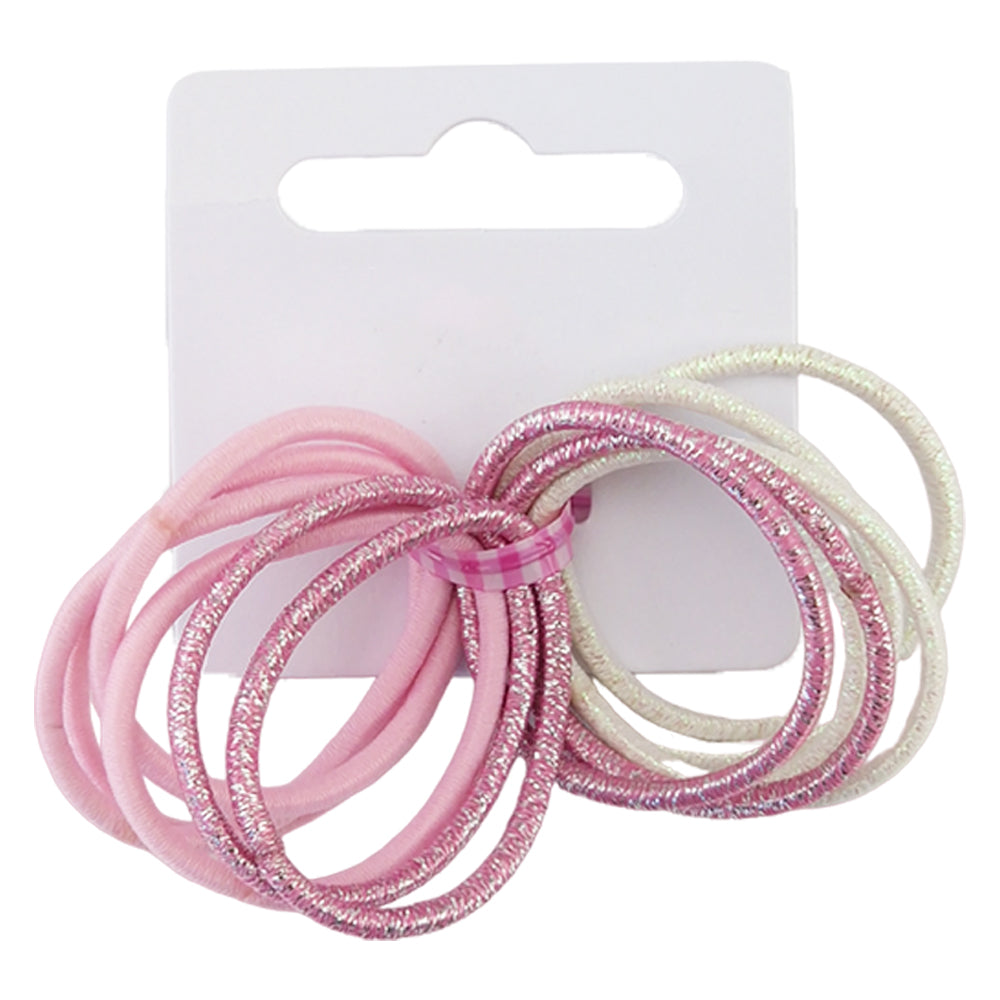 Pinks & White | Bundle of 12 Small Hair Elastics | Little Gift | Cracker Filler