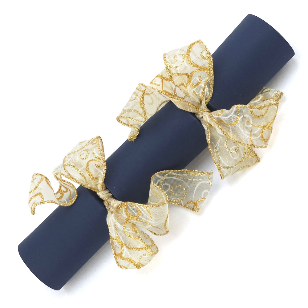 Golden Glitter | Bowfabulous Cracker Making Kit | 4 Standard Navy Blue Crackers