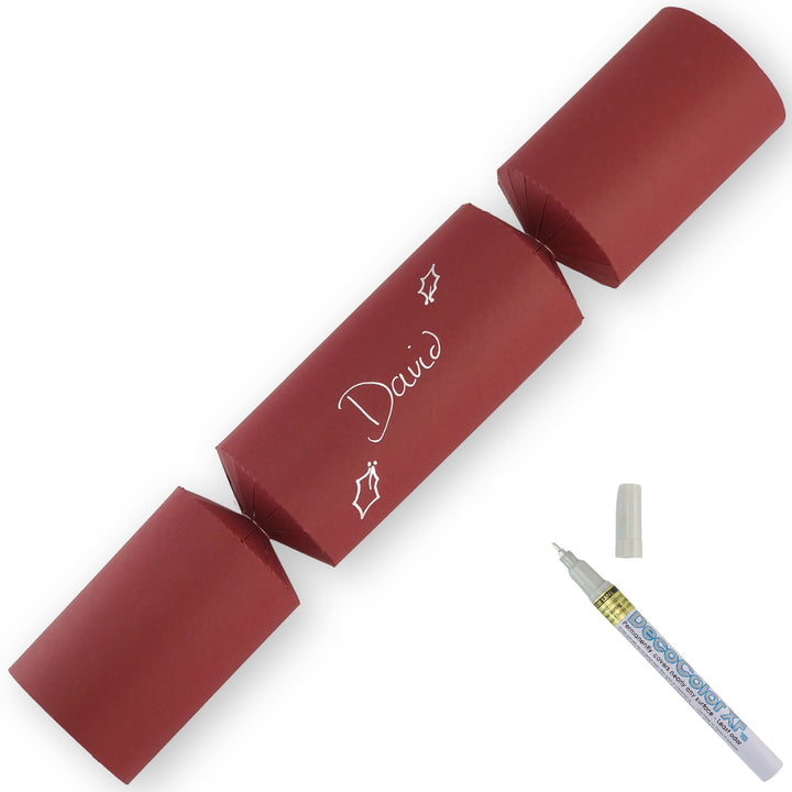 Burgundy Red | 12 Personalise Your Own Crackers | Make & Fill Your Own With Pen