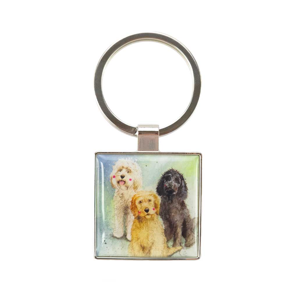 Trio of Cockapoos | Metal Keyring | Little Gift | Cracker Filler