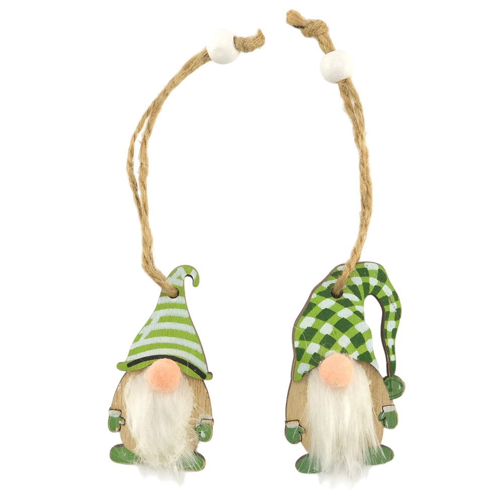 Green Wooden Hanging Gonk Ornament | Single | 6cm Tall | Little Gift | Cracker Filler