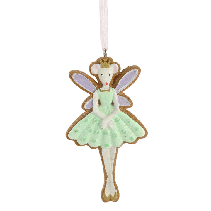 Green | Gingerbread Ballet Mouse | 9cm Christmas Tree Ornament | Gisela Graham