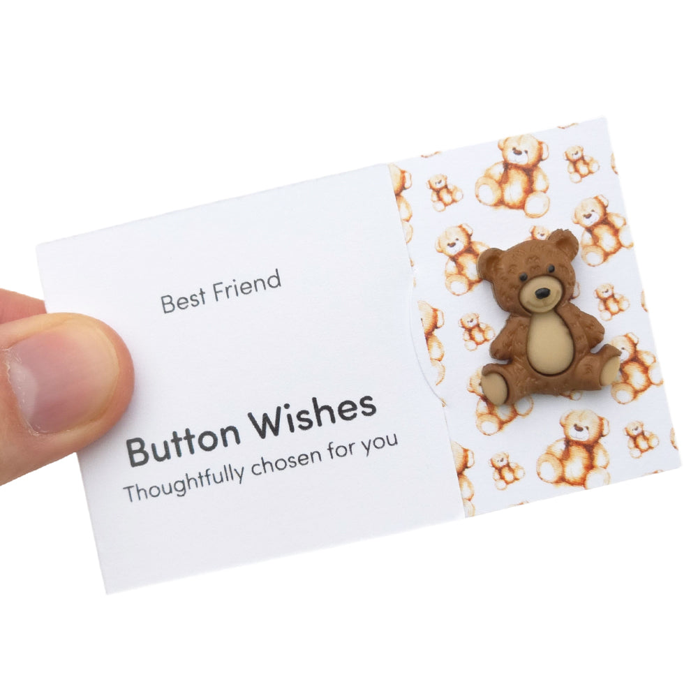 Best Friend | Teddy Bear | Button Wishes Sew On Token | Cracker Filler