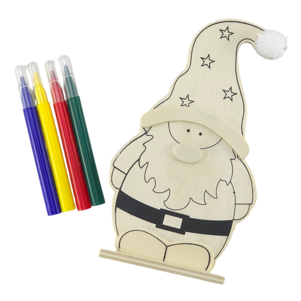 Gonk | Kids Colour Your Own Wooden Stand Up Christmas Decoration | Single