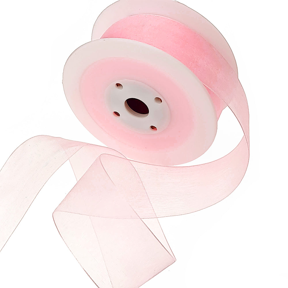 40mm or 25mm Organza Ribbon | Woven Edged |  25m Roll | Choice of Colours 