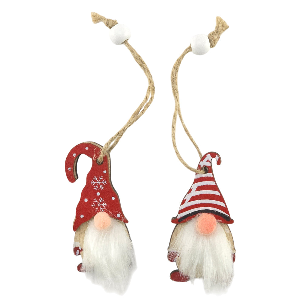 Red Skandi Wooden Hanging Gonk Ornament | Single | 6cm Tall | Little Gift | Cracker Filler