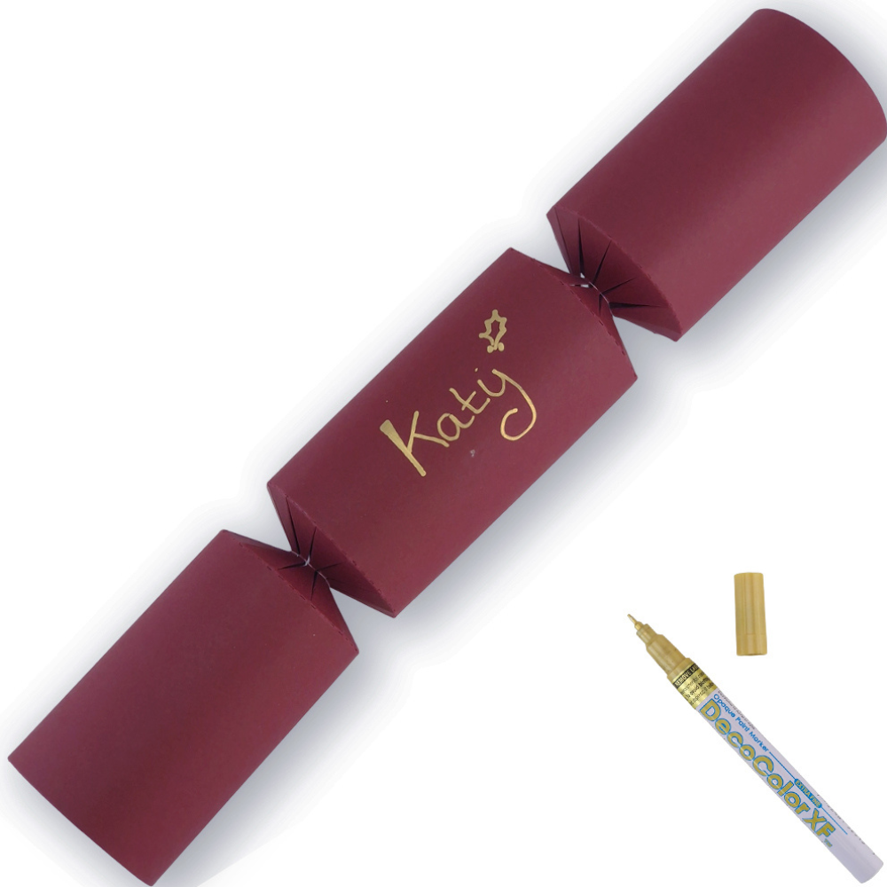 Burgundy Red | 12 Personalise Your Own Crackers | Make & Fill Your Own With Pen