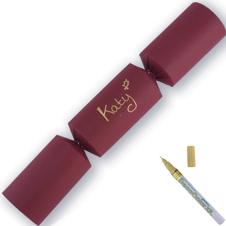 Burgundy Red | 12 Personalise Your Own Crackers | Make & Fill Your Own With Pen