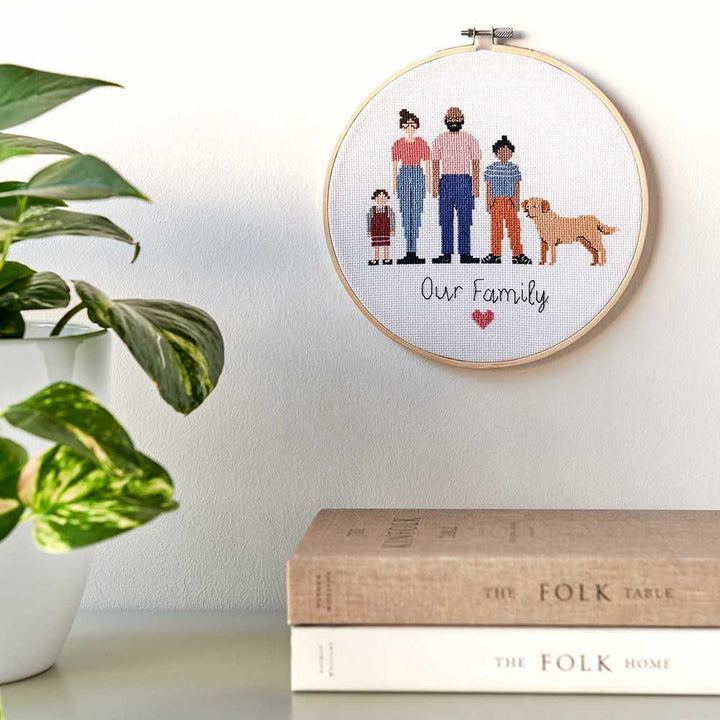 Our Family | Multiple Options from One Kit | Complete Cross Stitch Kit & Hoop