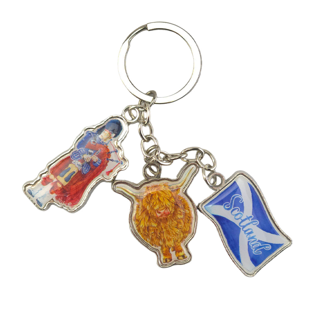 Watercolour Scotland | Metal Charm Keyring | Little Gift | Cracker Filler