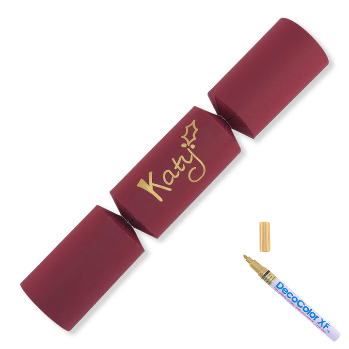 Burgundy Red | 12 Personalise Your Own Crackers | Make & Fill Your Own With Pen