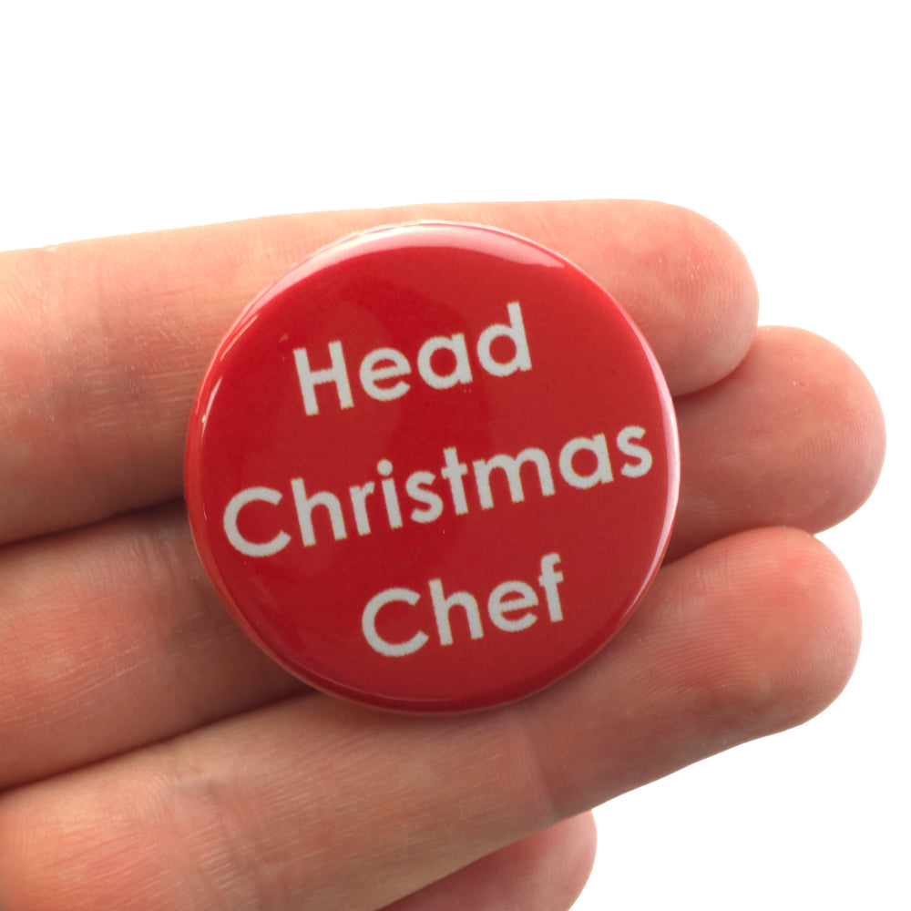 Head Christmas Chef | 38mm Button Pin Badge | Little Gift | Cracker Filler