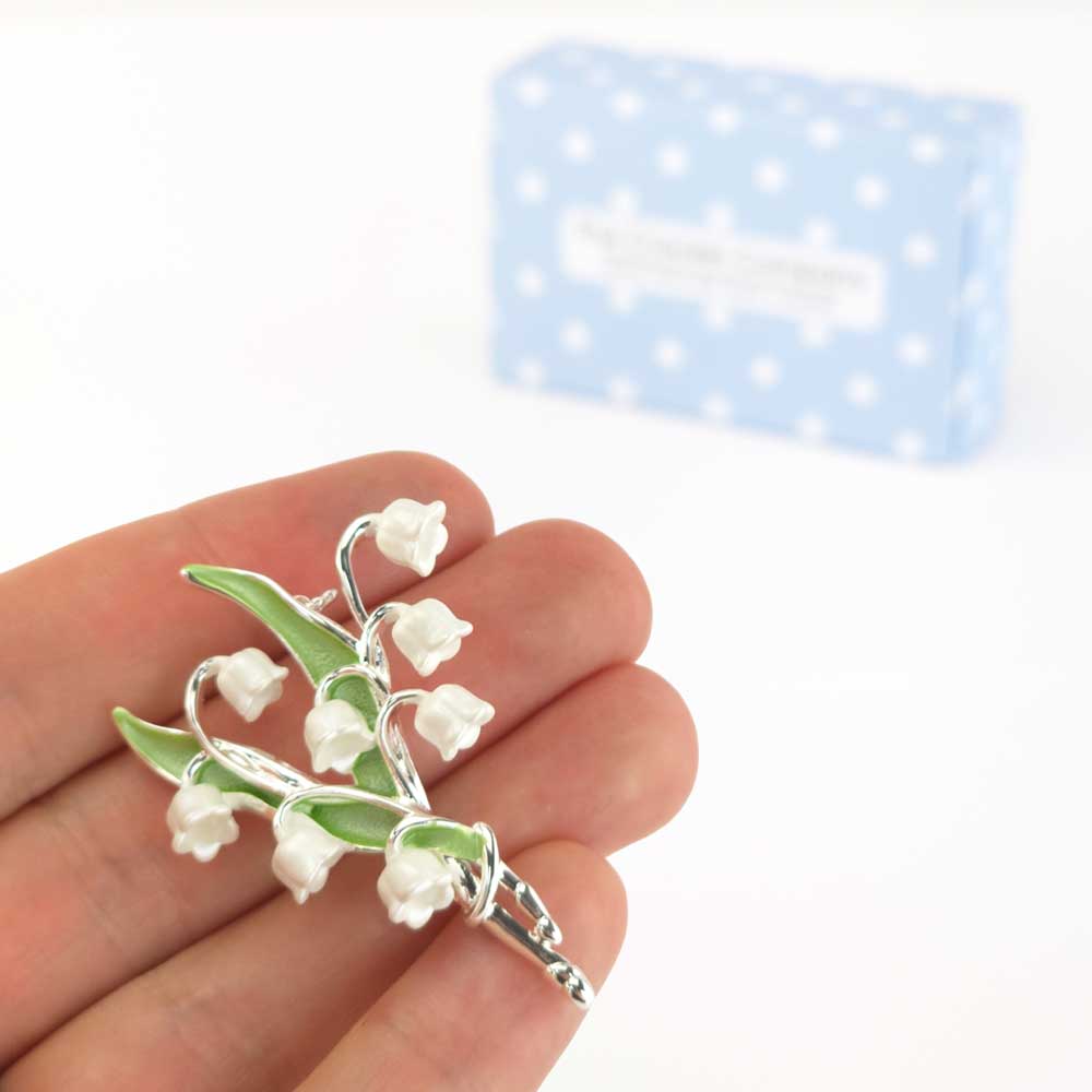 White Lily of the Valley Brooch | 5.5cm Long | Little Gift | Cracker Filler