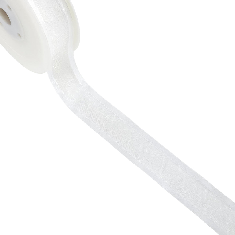 White Wedding | Satin Edged Organza Ribbon | 15, 25, 40 or 70mm Wide | 25m Reel