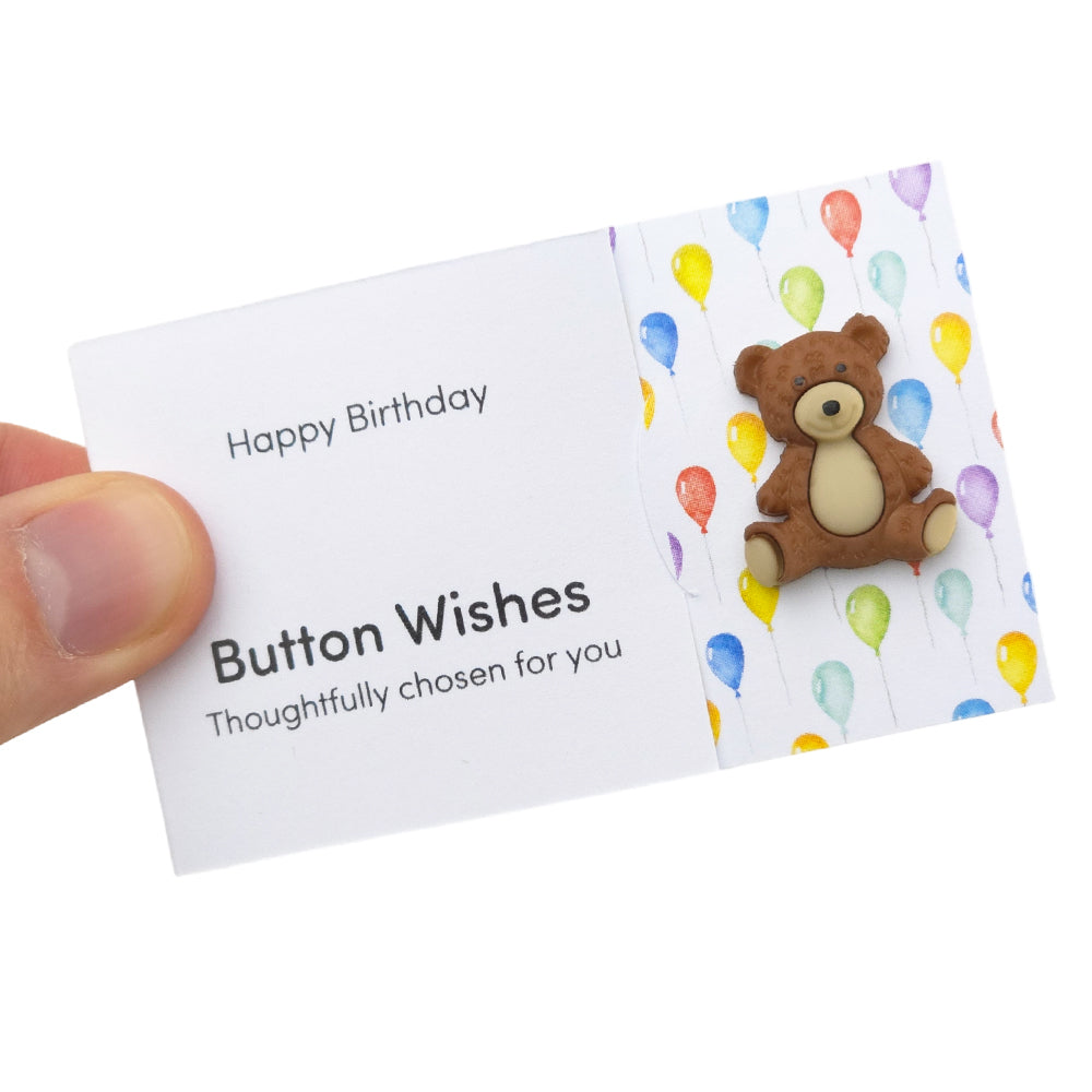 Happy Birthday | Teddy Bear | Button Wishes | Mini Gift | Cracker Filler