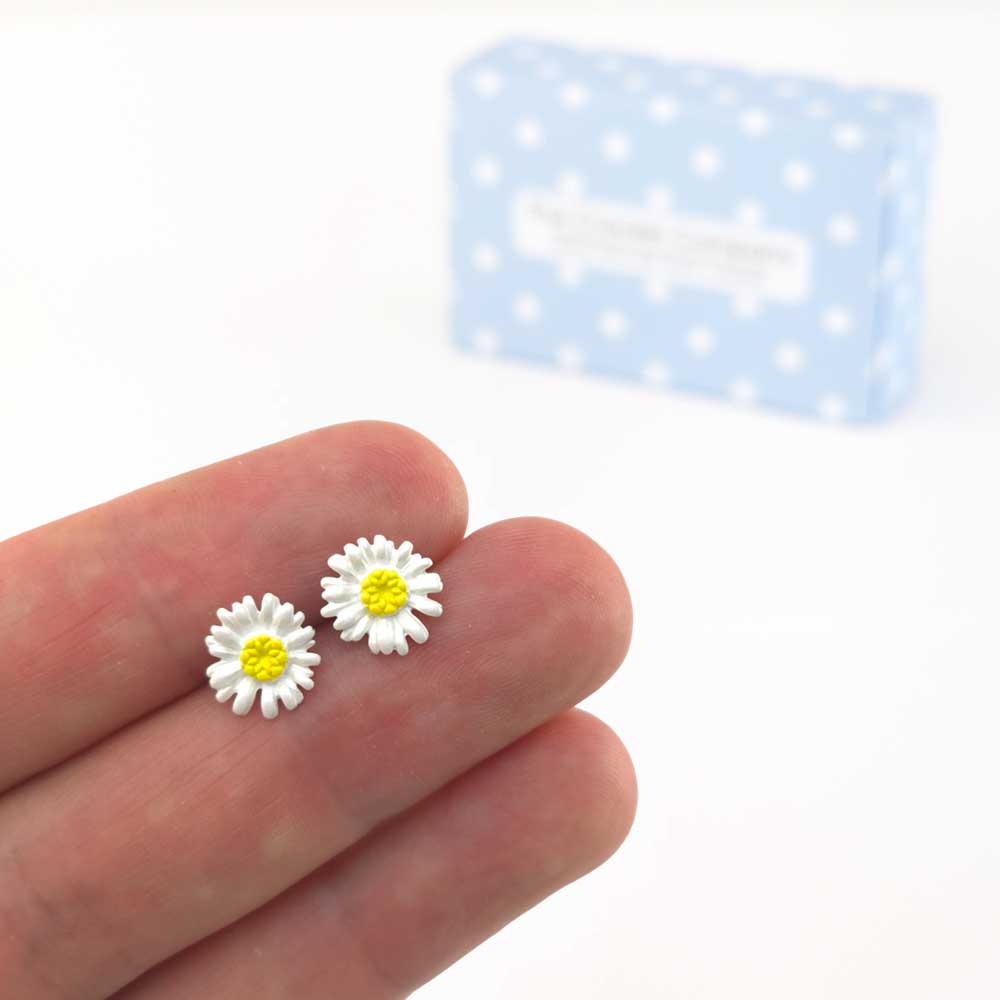 Dainty Daisies | Silver Tone Stud Earrings | Little Gift | Cracker Filler