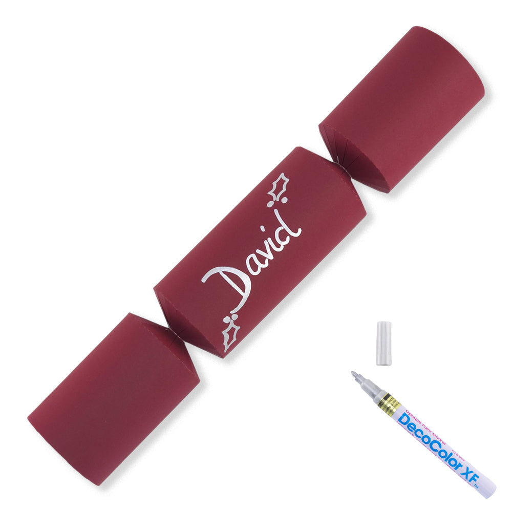 Burgundy Red | 12 Personalise Your Own Crackers | Make & Fill Your Own With Pen