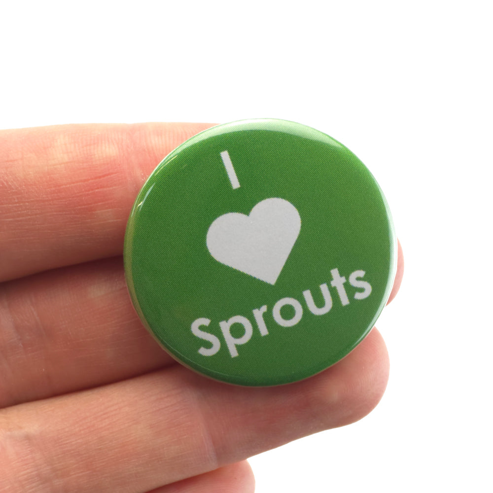 I Love Sprouts | 38mm Button Pin Badge | Little Gift | Cracker Filler