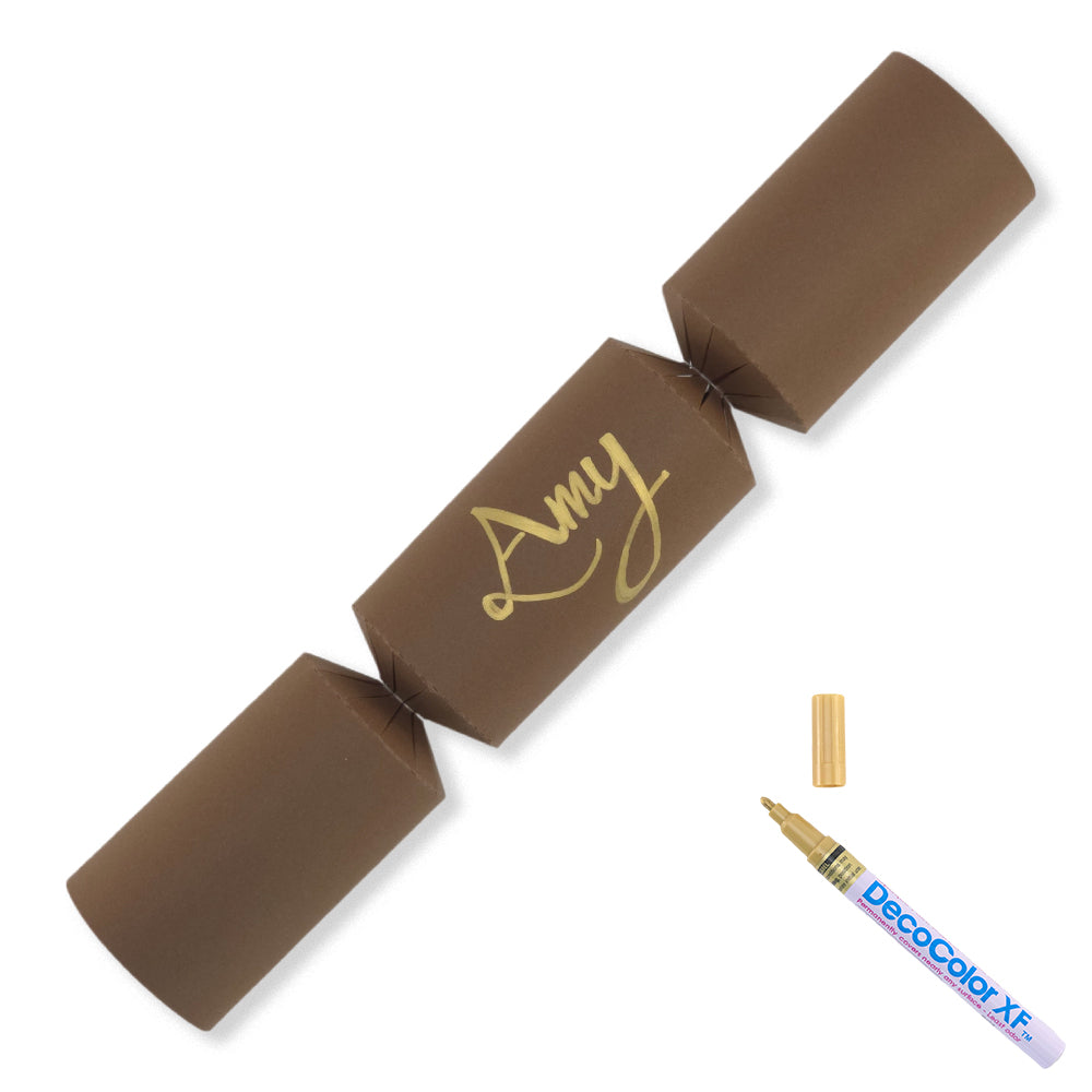 Brown | 12 Personalise Your Own Crackers | Make & Fill Your Own | With Pen