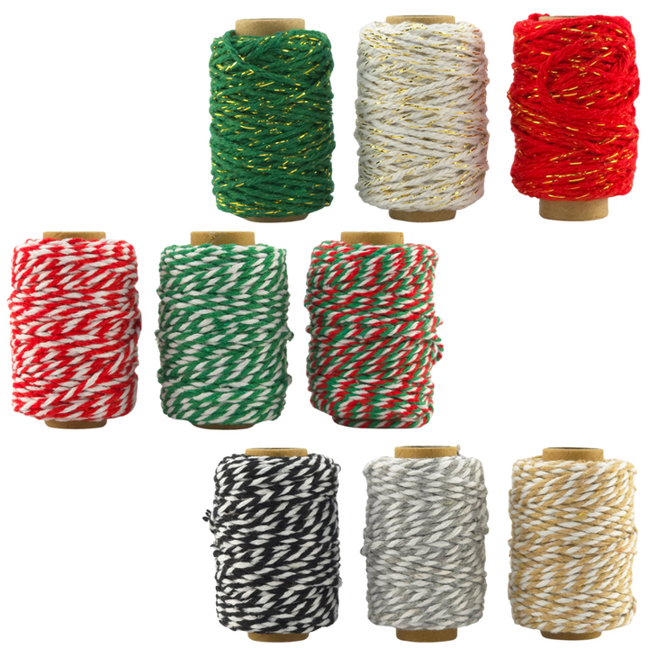 Bakers Twine Trio | 2mm Wide | 25m Reels | Gift Wrap & Cracker Tying