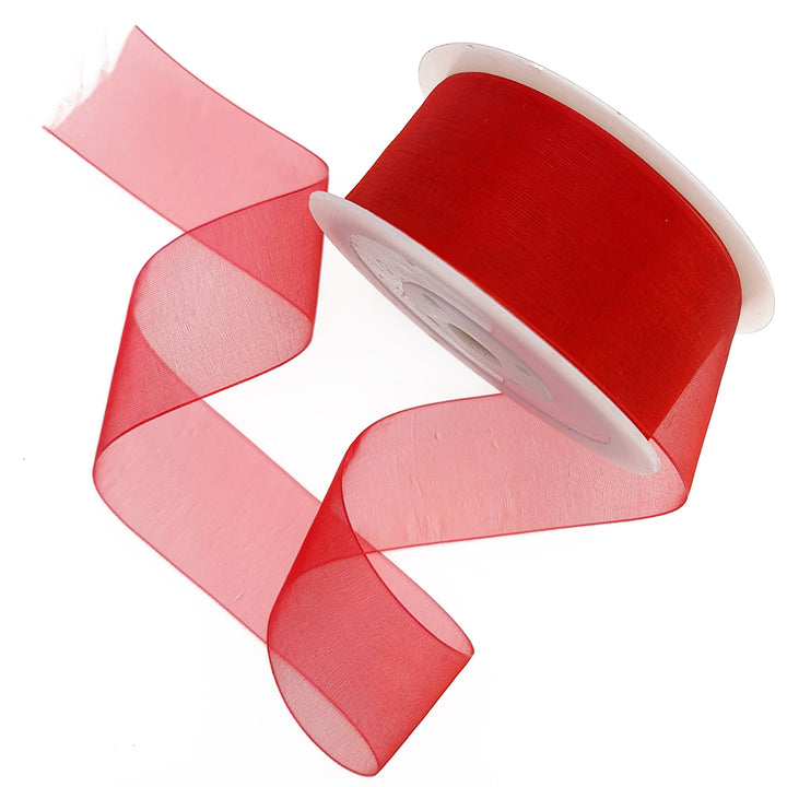 40mm or 25mm Organza Ribbon | Woven Edged |  25m Roll | Choice of Colours 