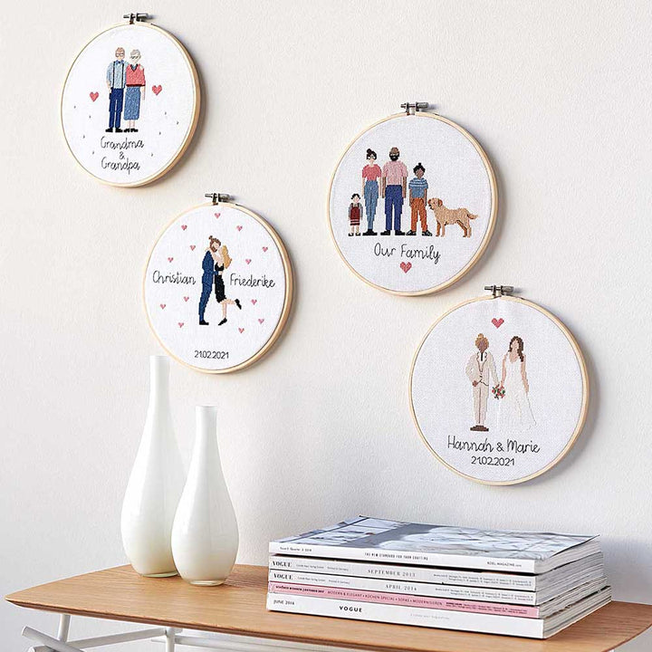 Our Family | Multiple Options from One Kit | Complete Cross Stitch Kit & Hoop