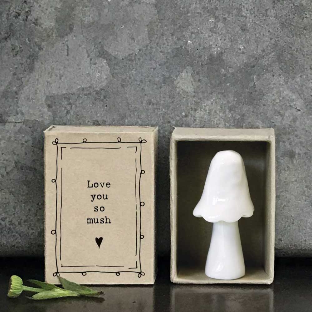 Love You So Much in a Matchbox | Ceramic Mushroom | Cracker Filler | Little Gift