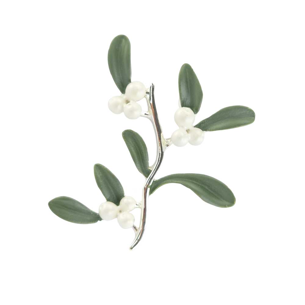 Christmas Mistletoe | Large 3D Brooch | 4.5cm Long | Little Gift | Cracker Filler