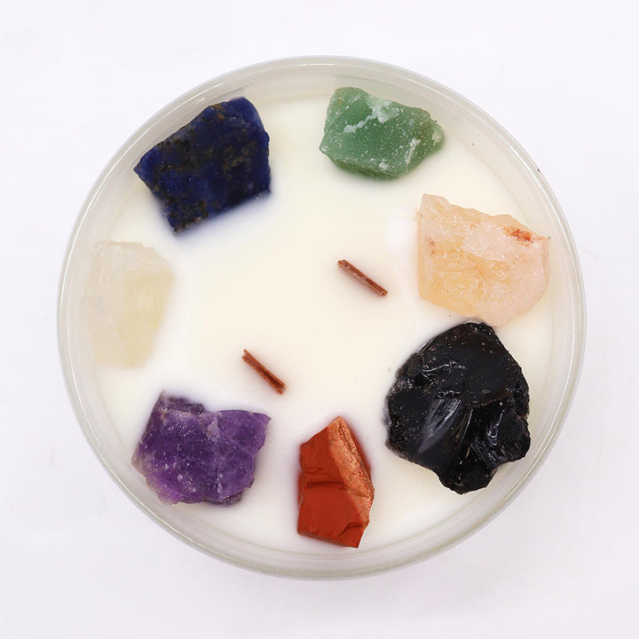 Large Chakra Crystal Candle | Seven Chakras | Moon Beams Fragrance | Mindfulness