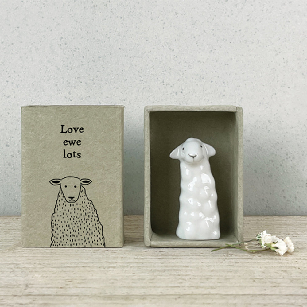 Love Ewe Lots | Ceramic Sheep in a Matchbox | Cracker Filler | Little Gift