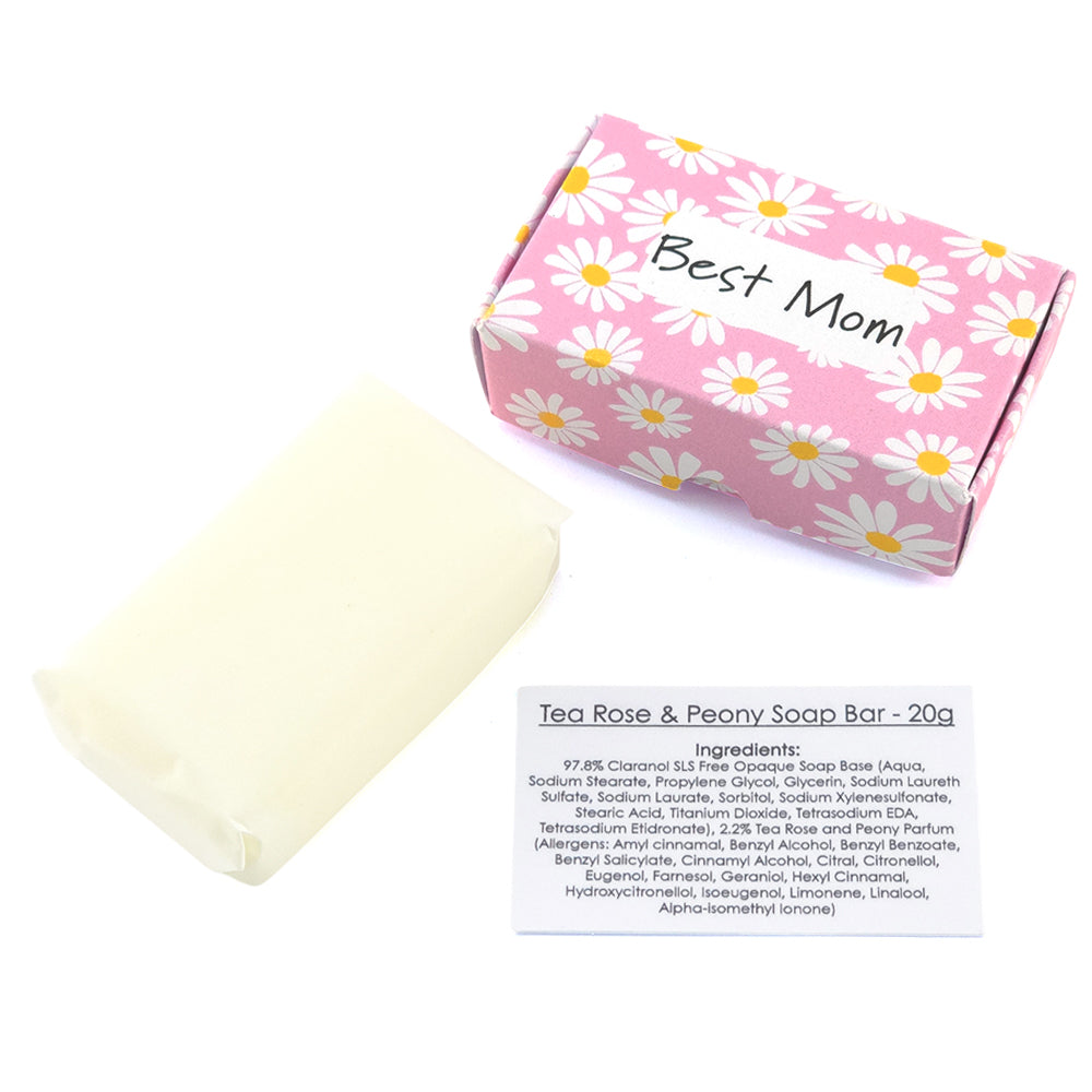 Best Mom | Tea Rose & Peony | 20g Travel Soap Bar | Mini Gift | Cracker Filler