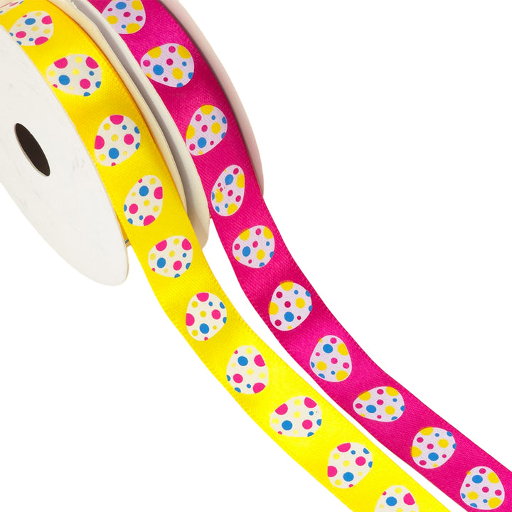 Easter Eggs | Bright Pink or Yellow Satin Ribbon | 15mm Wide | 10m Reel