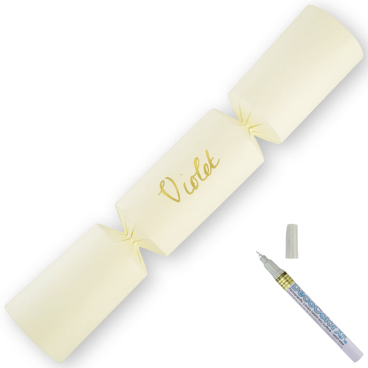 Ivory | 12 Personalise Your Own Crackers | Make & Fill Your Own | With Pen