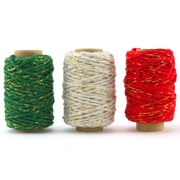 Bakers Twine Trio | 2mm Wide | 25m Reels | Gift Wrap & Cracker Tying