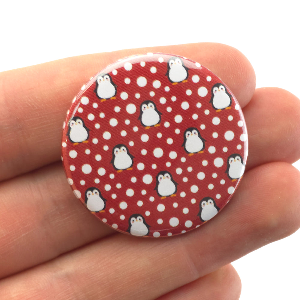 Snowtime Penguin | 38mm Button Pin Badge | Little Gift | Cracker Filler