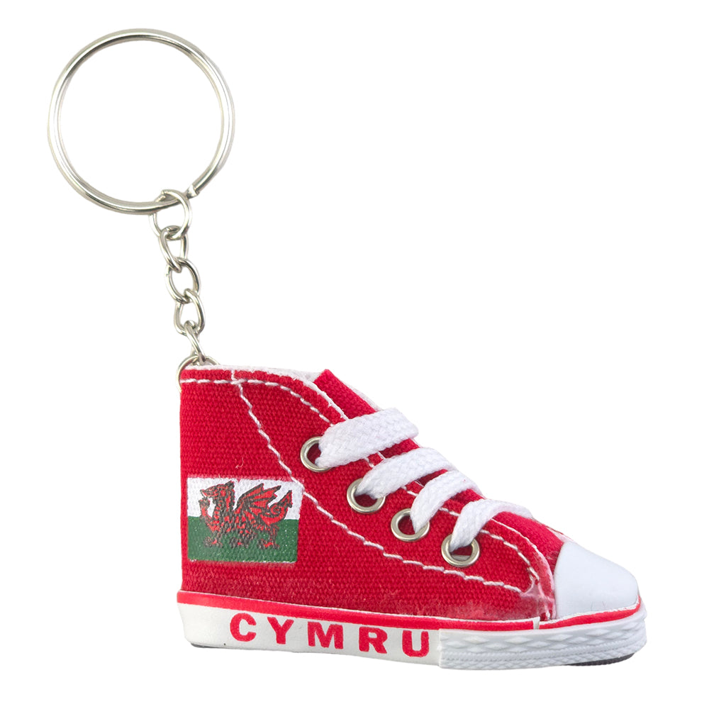 Wales Cymru | Canvas High Top Trainer Keyring | Little Gift | Cracker Filler