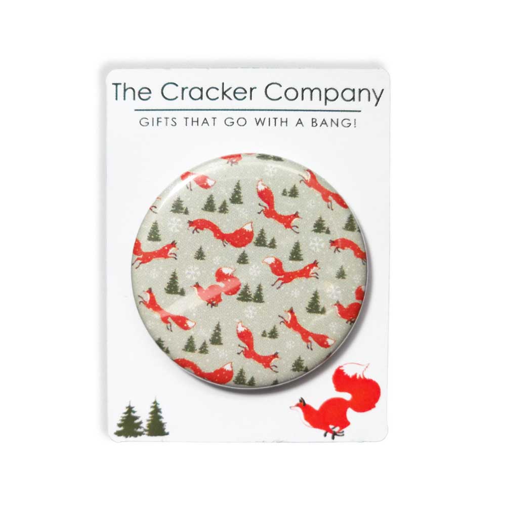 Christmas Fox | 38mm Button Pin Badge | Mini Gift | Cracker Filler