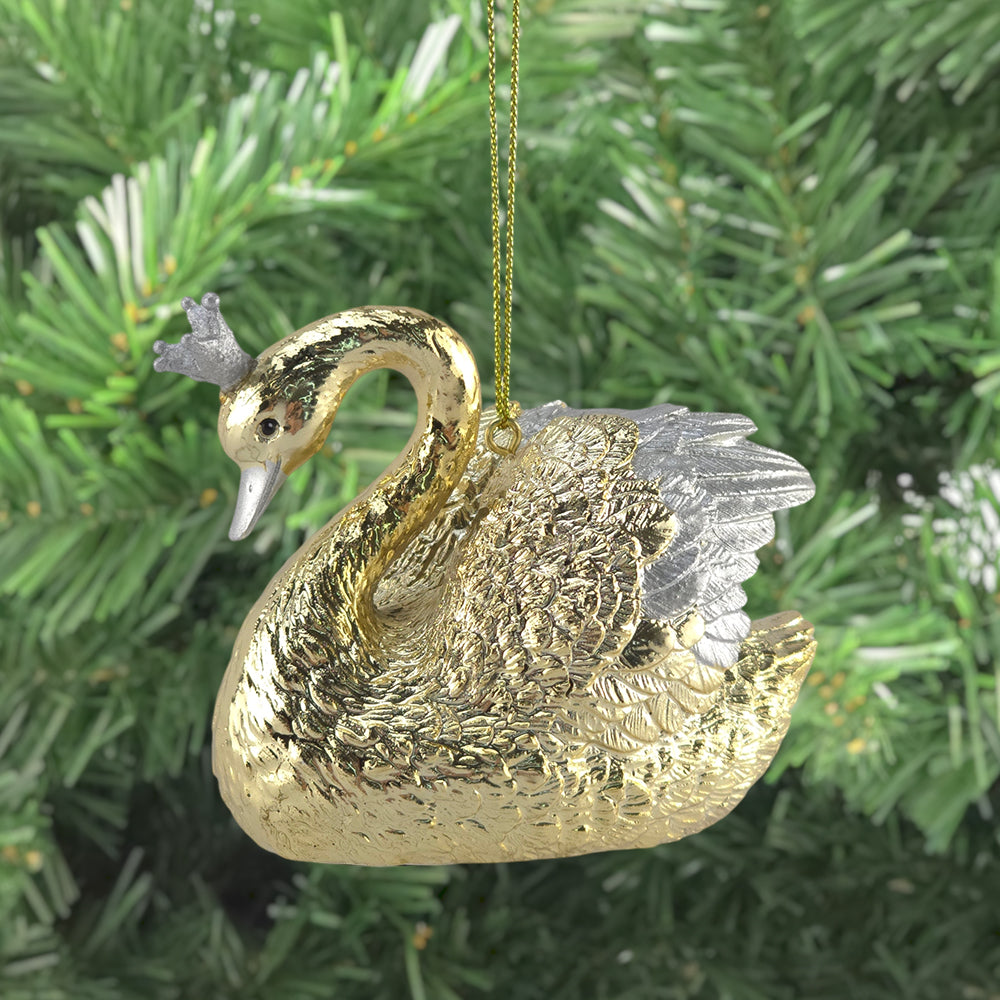 Gold Swan | Swan Lake | Hanging or Freestanding | Christmas Ornament | 9cm Wide