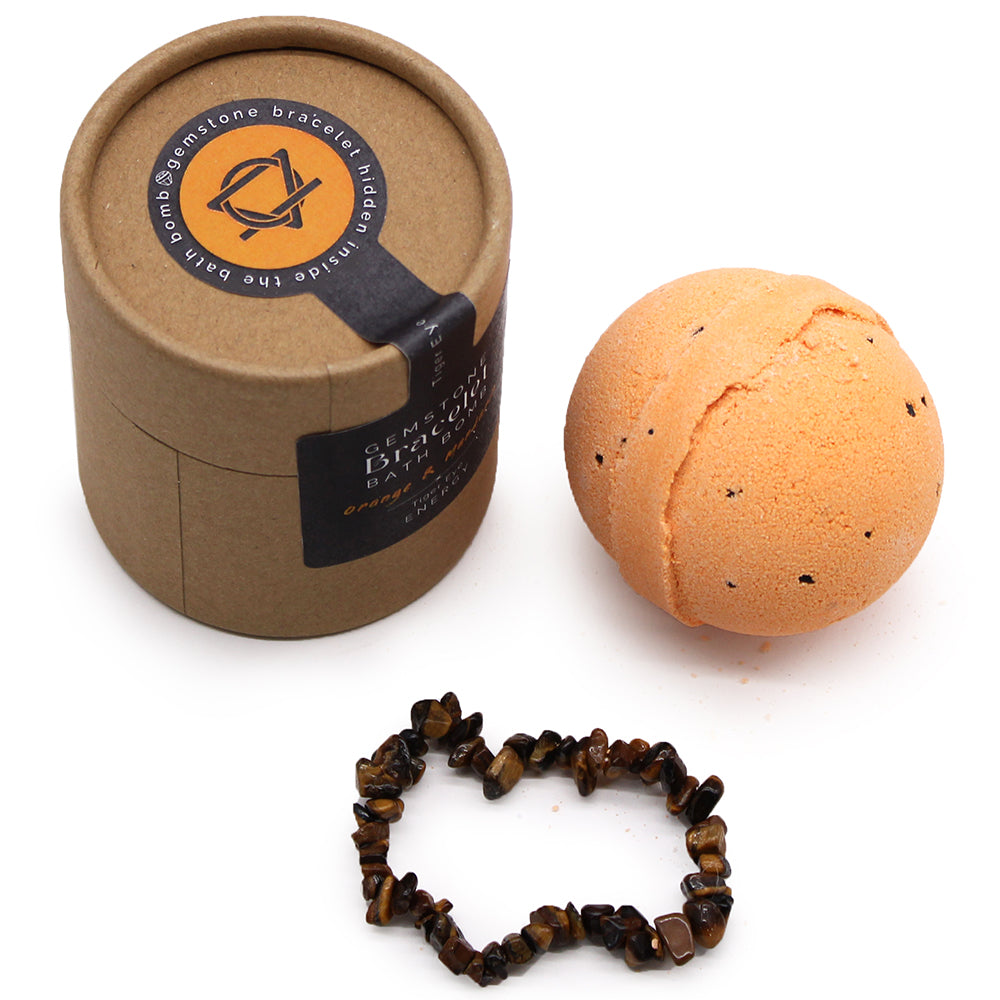 Tiger Eye for Energy | Crystal Bracelet Bath Bomb | Orange & Mandarin