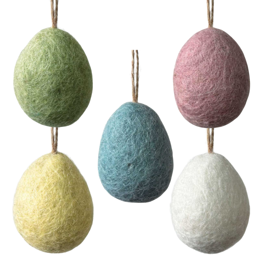 Natural Shades | Plain Hanging Felt Egg | Easter Decoration | 4cm or 6cm Tall