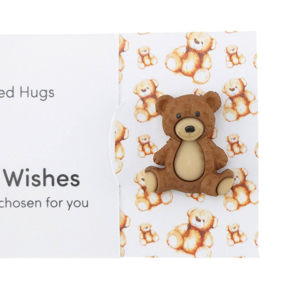 Unlimited Hugs | Teddy Bear | Button Wishes Sew On Token | Cracker Filler