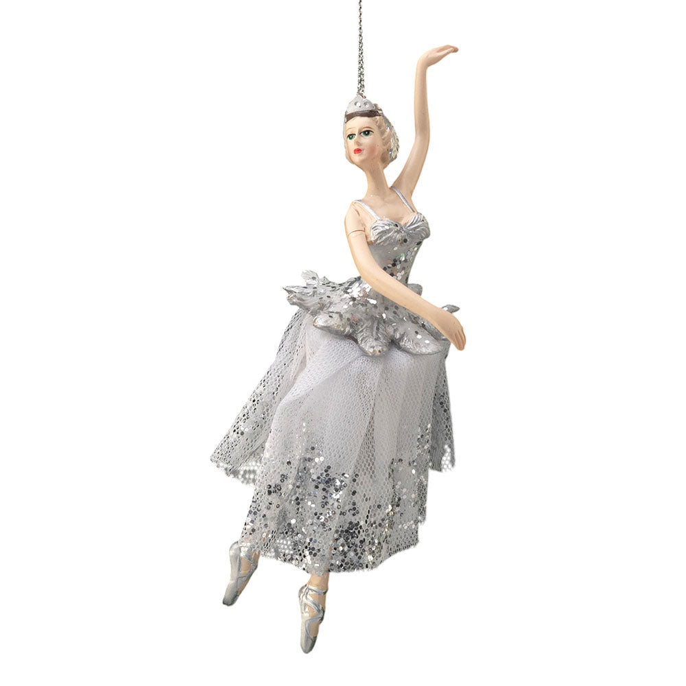 Silver & White | Swan Lake Ballerina | Hanging Christmas Tree Ornament | 18cm