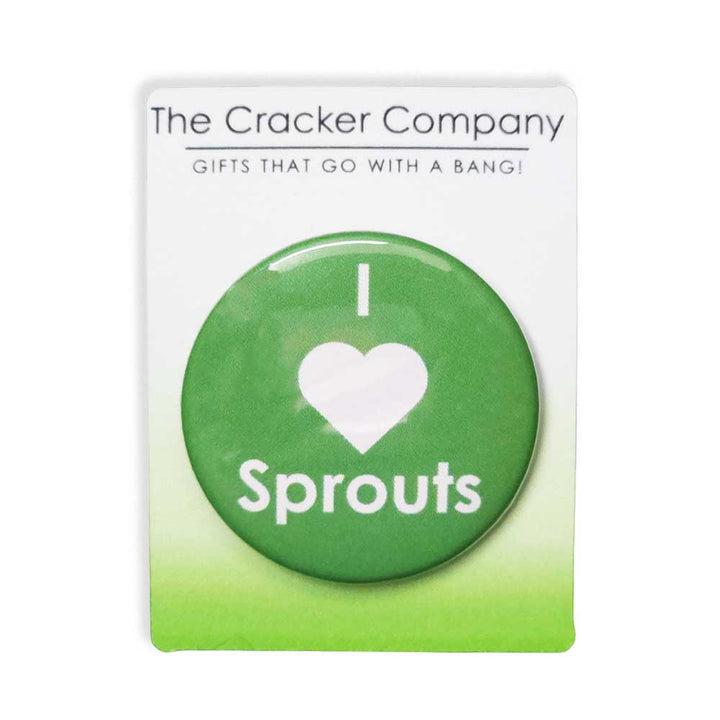 I Love Sprouts | 38mm Button Pin Badge | Mini Gift | Cracker Filler