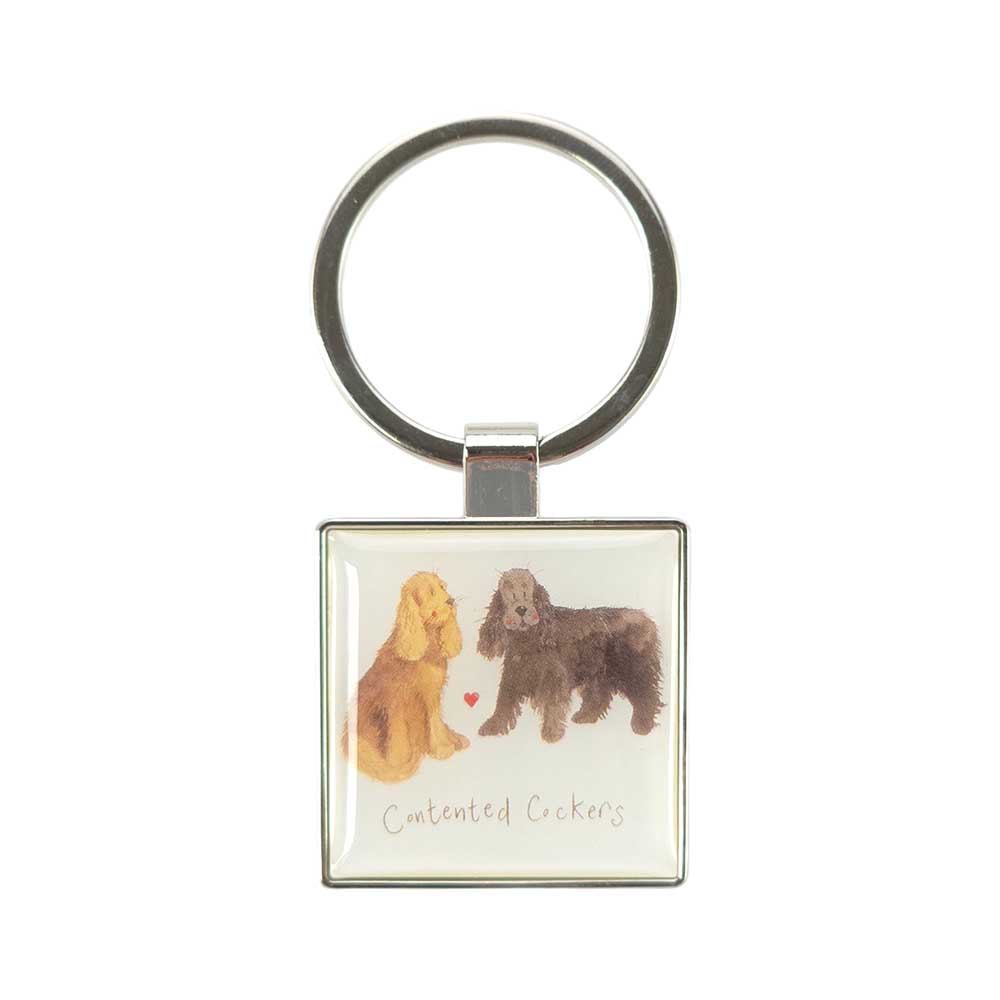 Contented Cockers | Cocker Spaniels | Metal Keyring | Mini Gift | Crac ...