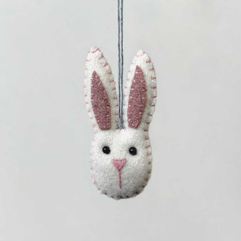 Natural White | Small Bunny Head Hanging Ornament | Easter Decoration | 5cm Wide