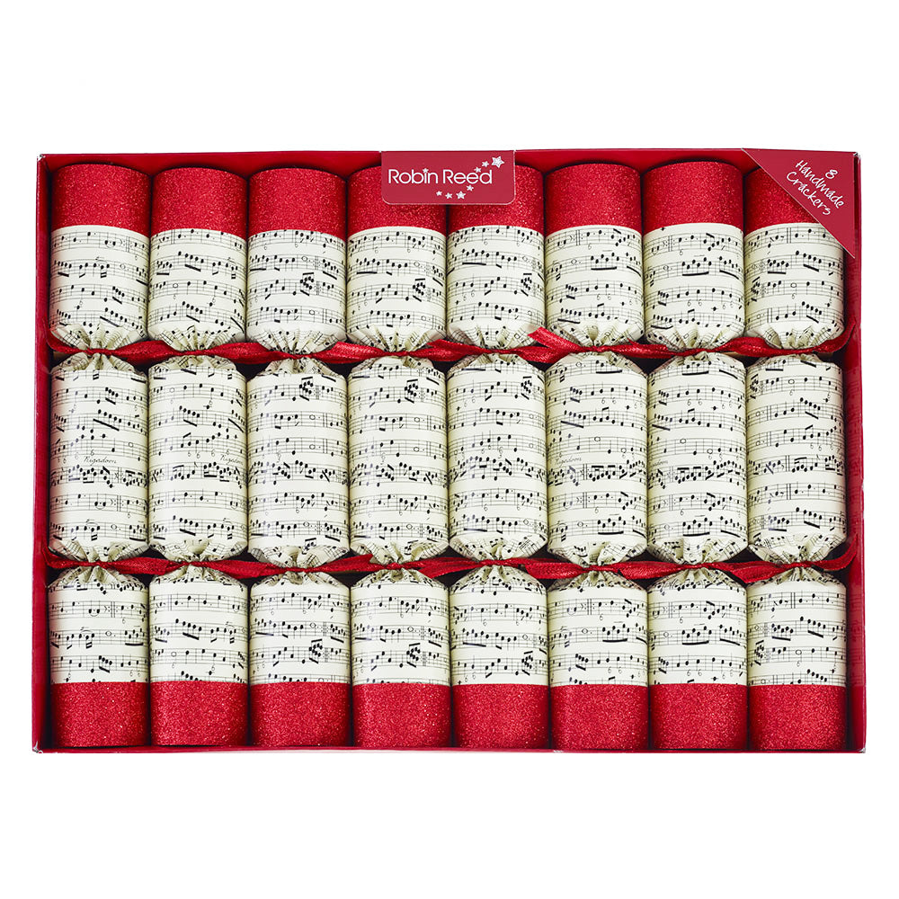 8 Large Premium Christmas Music Crackers | With Bells & Music Sheets | Ready Made